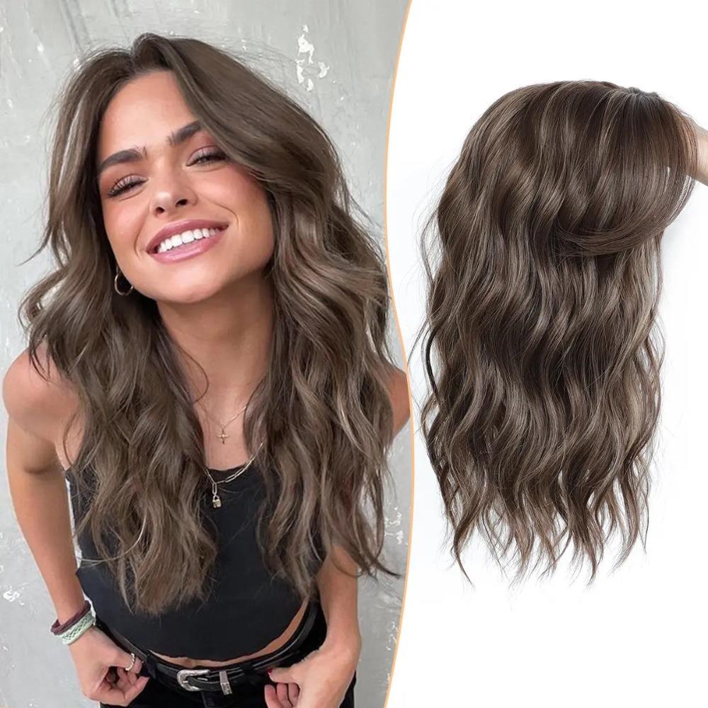 Cobertura 360° Topper para Cabello Ondulado Largo Peluca Realista para Mujer Topper Pieza de Cabello Rizado Cabello Adelgazado