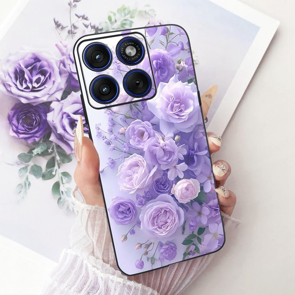 For Motorola Edge 70 Cute Flower Butterfly Cat Painted Case For Motorola Moto X70 Air Edge70 5G Black Silicone Soft Phone Cases
