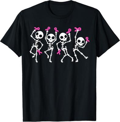 BEST! Pink Ribbon Breast Cancer Awareness Skeleton Tee Size S-3XL