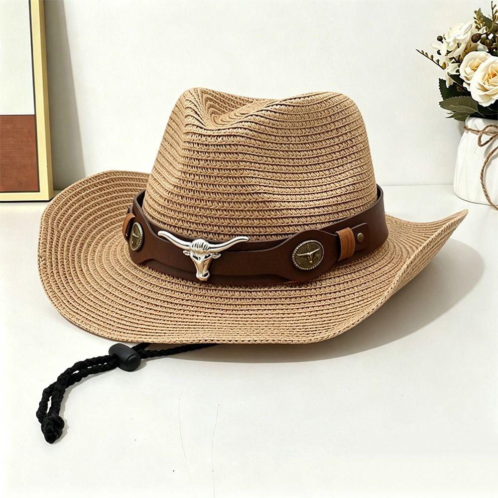 Summer Western Cowboy Hat UV Protection Sun Hat Casual Beach Panama Hat