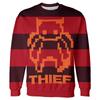 Pixel Bear Thief Red Striped 3D Print Crewneck Top Radiohead Autumn Winter Round Neck Clothes Fashion Unisex Aesthetic Pullovers