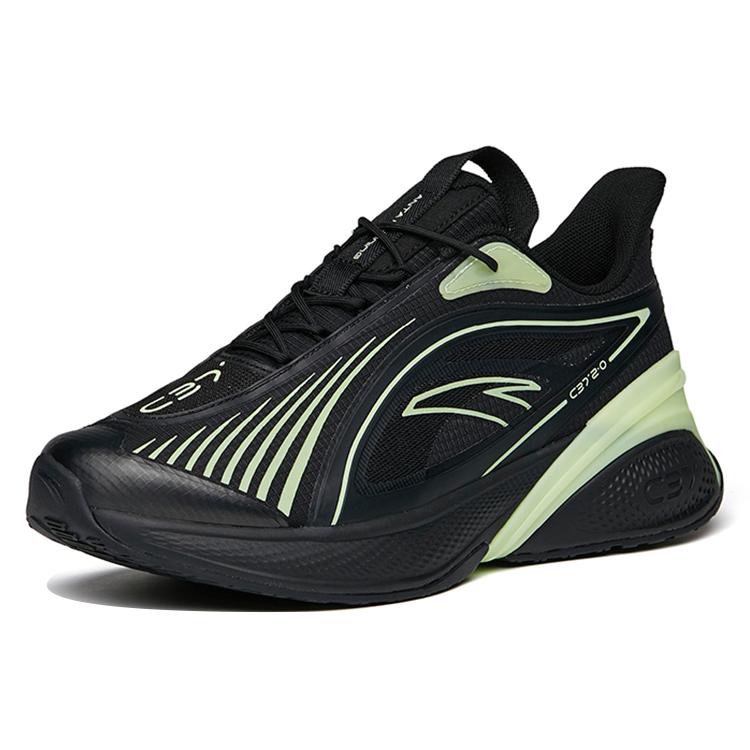 New Anta C37 2.0 Cushioned Anti Slip And Wear Resistant Lightweight Low Top Running Shoes Men's Fluorescent Black 112135537R-10