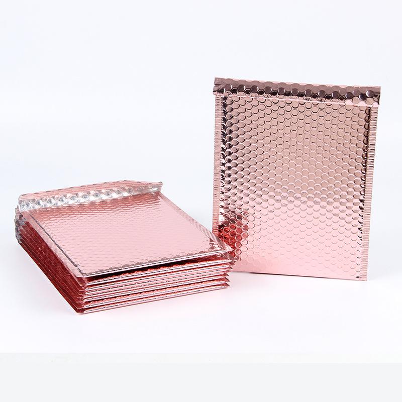 Rose Gold Aluminum-Plated Waterproof Bubble Envelope with Logo - Shockproof Foil Film Bag