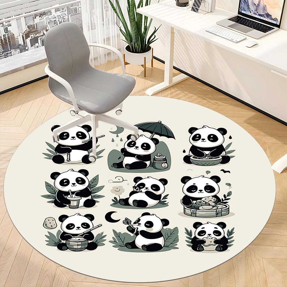 1pc Panda Leisure Office Round Area Rug, Indoor Mat Suitable For Office, Under Office Chairs Bedroom Living Room Home Decor, Room Deco