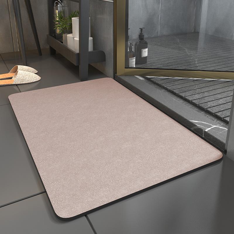 Non-Slip Bath Mat Diatomite Mats with Rubber Backing Soft Absorbent Bathroom Rug Diatomite Mud Thin Bath Mat for Hallway Shower