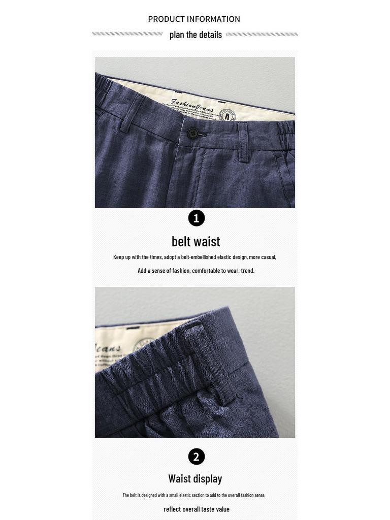 1333 Summer Breathable Japanese-Style Men’s Pure Linen Tapered Pants, Casual Nine-Point Trousers