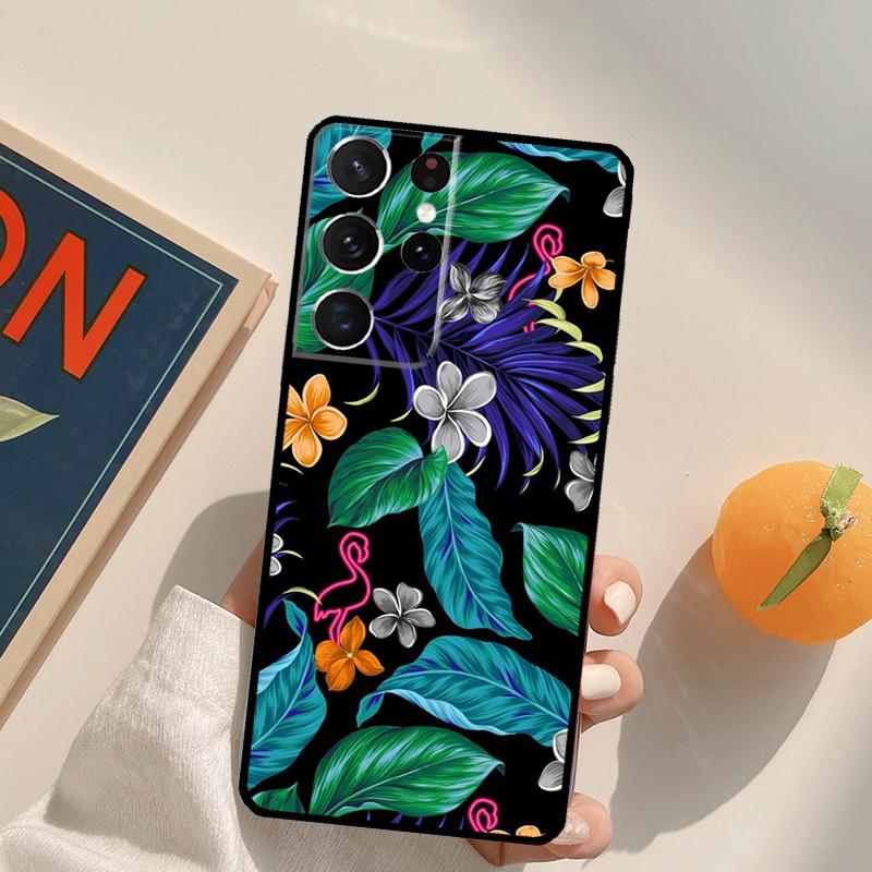 Tropical aloha Hibiscus  pattern Phone Case For Samsung Galaxy S22 S23 S21 Ultra S20 FE S8 S9 S10 Plus Note 10 20 Ultra Cover