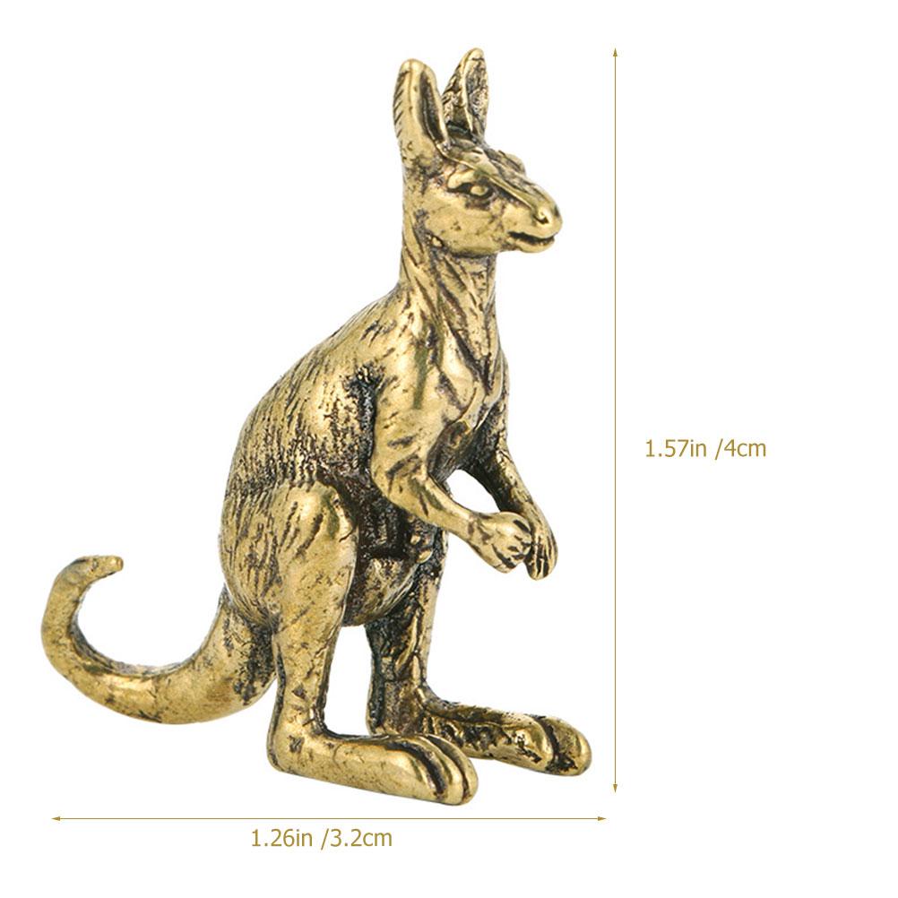 Kleine Känguru-Statue, Messing-Ornament, Gold-Dekor, kreative Desktop-Skulptur, Vintage-Spielzeug