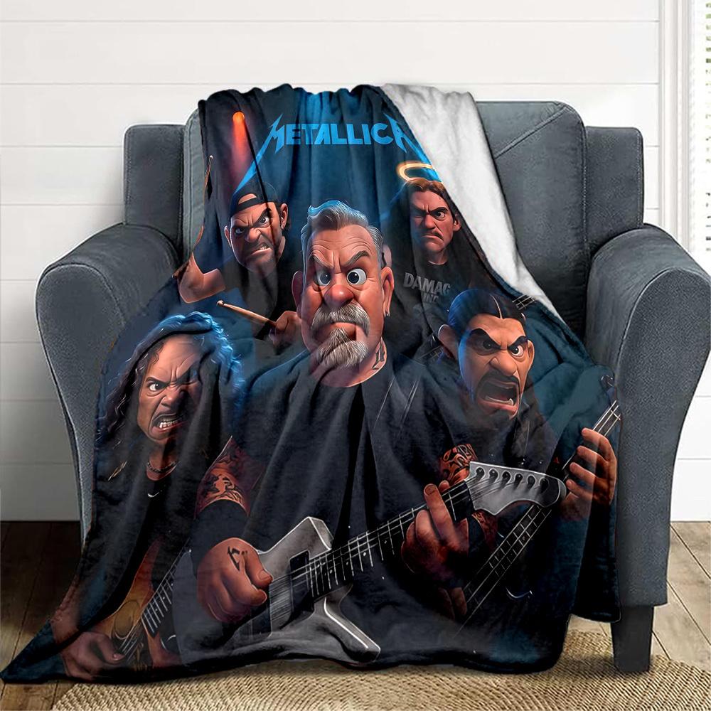 1pc Metallica Band Merchandise Blanket Lightweight Flannel Blanket Throw Blanket For Sofa, Bed, Travel, Camping, Livingroom, Office, Couch
