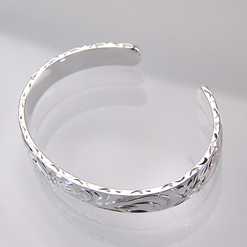 Hawaiian Jewelry Bangle Hawaiian Scroll Pattern Heavy Weight One Size Fits Most Width 10mm [BreezyIsland]