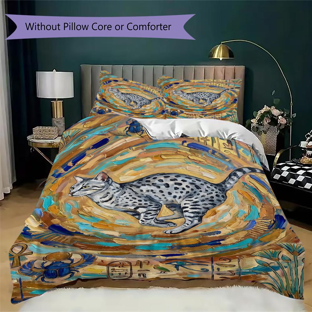 Cute kitten Pattern Bedding uilt Set uilt Cover Pillowcase Home Decoration Birthday Gift (1 * duvet cover + 2 * pillowcase without core)