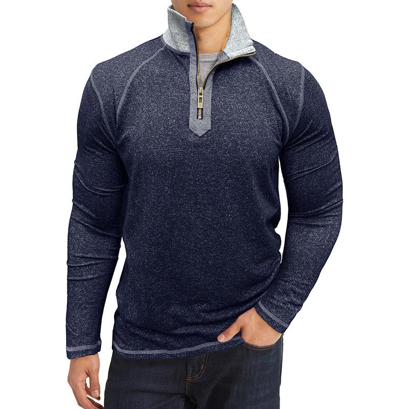 Men Slim Fit Long Sleeve Henley Zip Up Pullover Casual Daily Sweatshirt