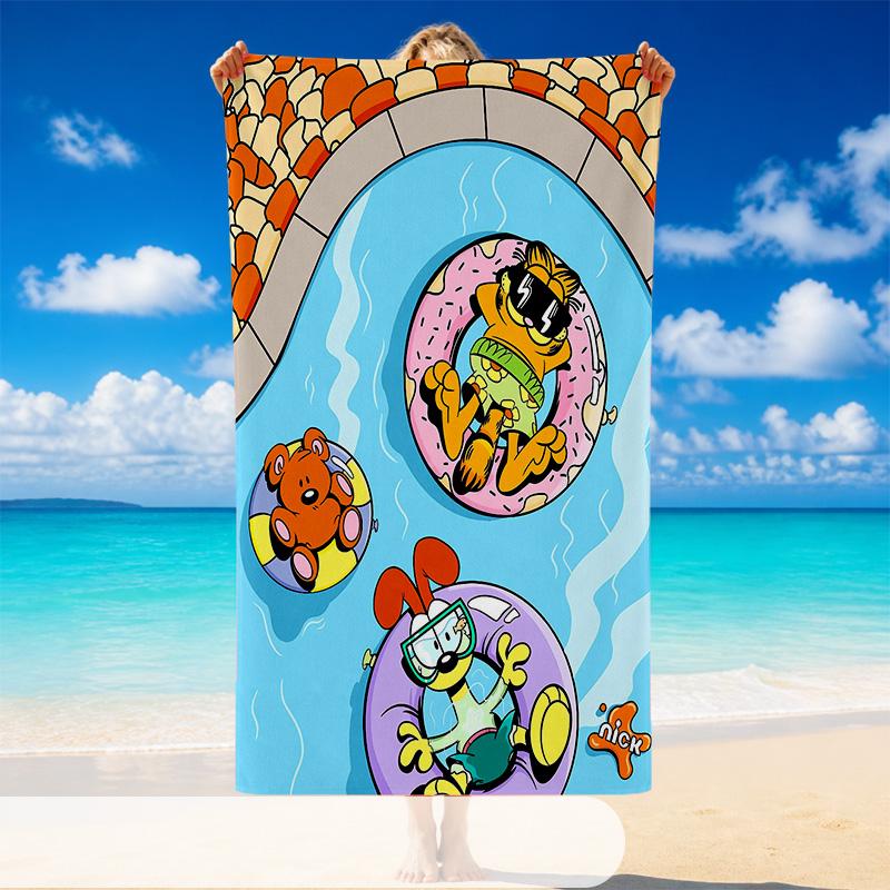 Quick Dry Beach Towel Garfield Pattern, Lightweight Absorbent Towel for Pool Beach Vacation Use