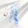 French green small long narrow silk scarf women's spring and autumn pointed corner tied bag ribbon braided hair band headgear scarf streamer belt