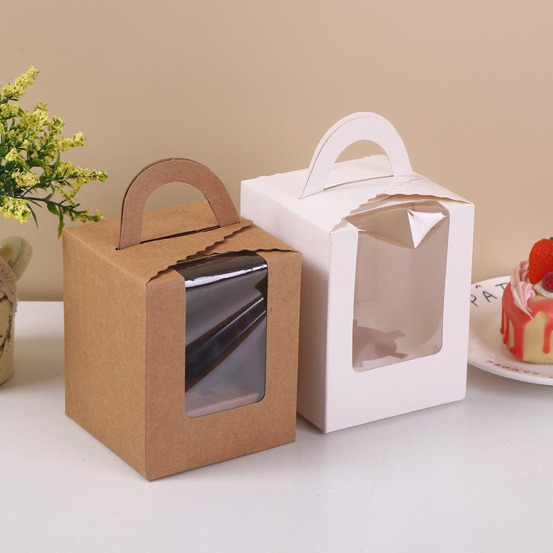 Cutie Albă Pură pentru Brioșe de Mână cu Inserție și Fereastră pentru Brioșe și Produse de Patiserie