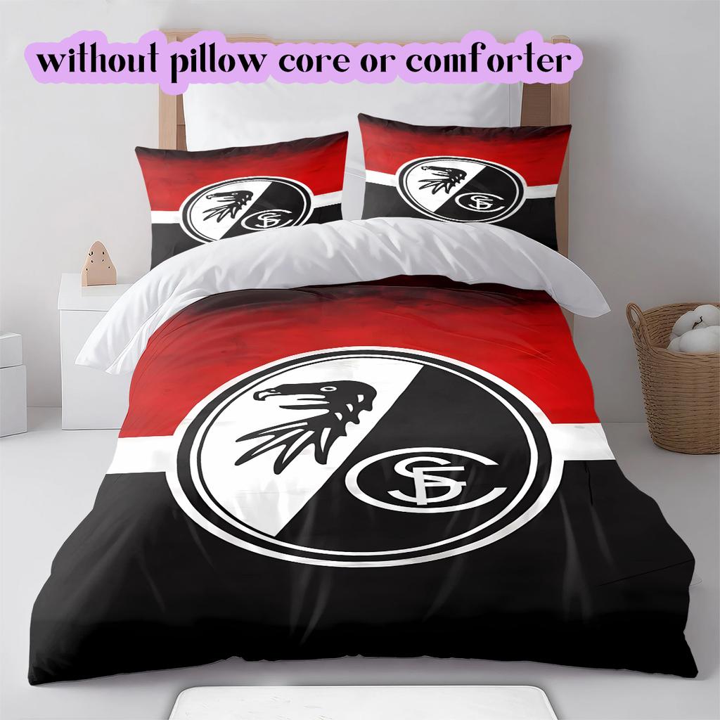 SC Freiburg Pattern Bedding Quilt Set Quilt Cover Pillowcase Home Decoration Birthday Gift (1 * duvet cover + 2 * pillowcase, without core)