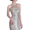 Fishtail Toast Dress Bride Sequined Banquet Neck Evening Dress Engagement Light Luxury Niche Going Out Yarn Welcome Dress Skirt