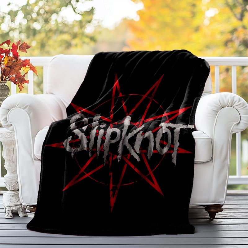Slipknot Flannel Blanket Soft All-Season Throw, Design for Camping, Car Travel, Hiking Sofa, Bed, Office Perfect Gift for Parties