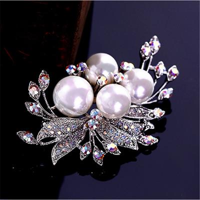 Women Elegant Fashion Flower Silver Color Brooches for Women Brooch Pins Jewelry AVE