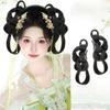 2Pcs Synthetic Hanfu Ancient Costume Wigs Black Princess Hair Bun Cosplay Wig  Photography