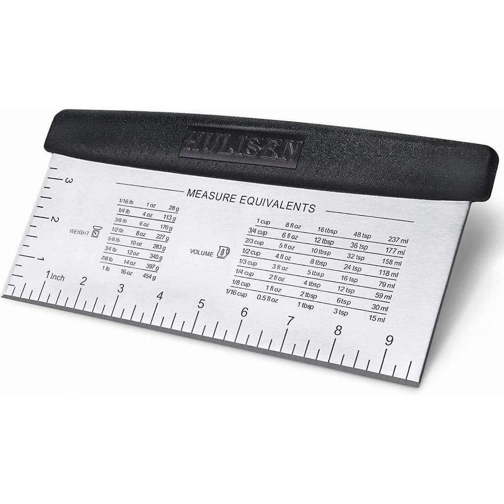 10" Stainless Steel Bench Scraper with Measuring Scale – for Dough, Pizza, Bread & Food Chopping – Compatible with Baking Needs
