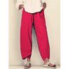 Spring Summer Elastic Waist Cotton Linen Loose Casual Pants for Women's Home Wear
