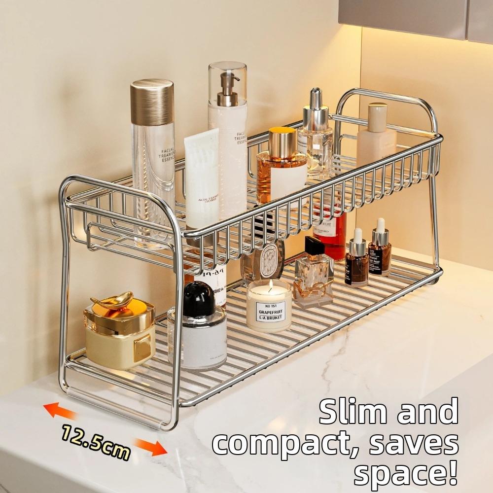 Space Saving Hollow Drain Basket Stainless Steel Kitchen Rack New Storage Shelf  Kitchen