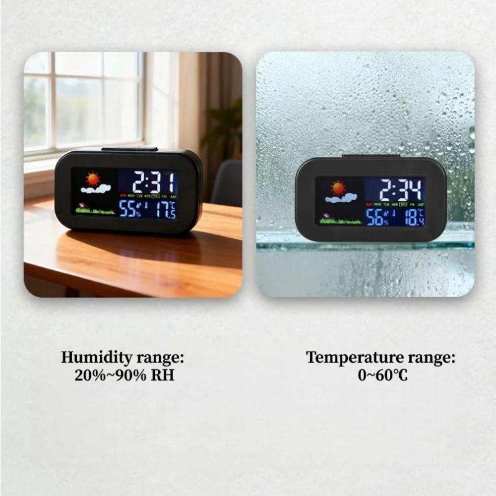 Large Screen Weather Station Clock Brightly Colored Alarm Function Clock Indoor Outdoor Display