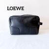 Used Anagram Leather Second Bag Travel Pouch Black