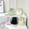 Minimalist style Japan and South Korea light drawstring canvas trend 2025 personalized solid color shoulder crossbody change mobile phone bag women's 