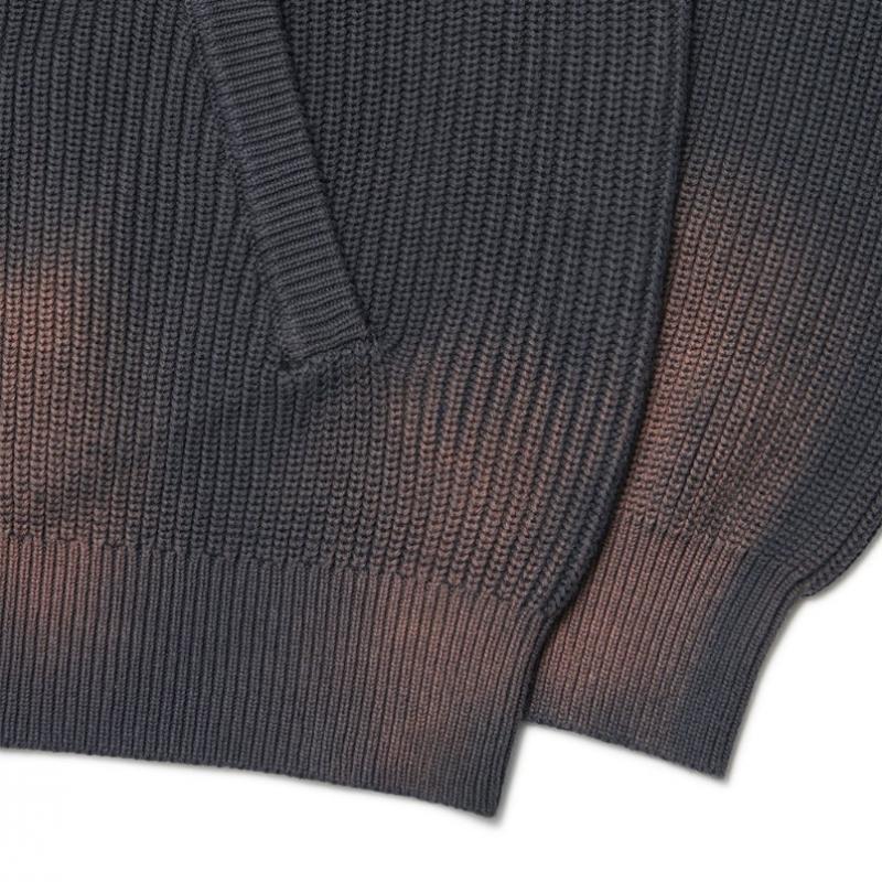 Nomanual Spray Dyeing Knit Zip Up   Charcoal