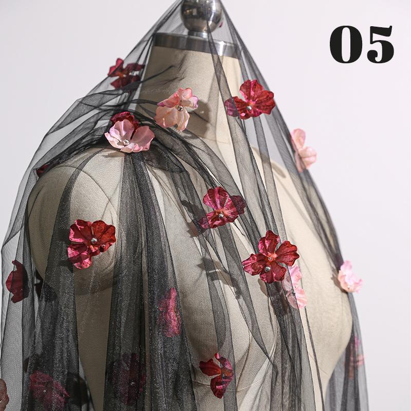 50*135cm Exquisit Fantasy Blume Tüll Schleier Stoff Hintergrund Dekoration Hochzeitskleid Kinderbekleidung 3D Blumen Mesh Stoff