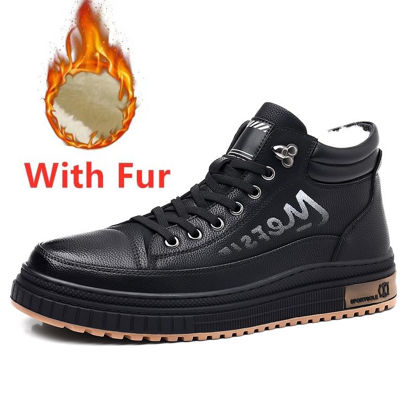 

Fashion Fashion Mens Winter Plush Outdoor Shoes Leisure Walk Warm Ankle Boots Non-Slip Male Casual Sneakers Lace Up Snow High Top Botas 38