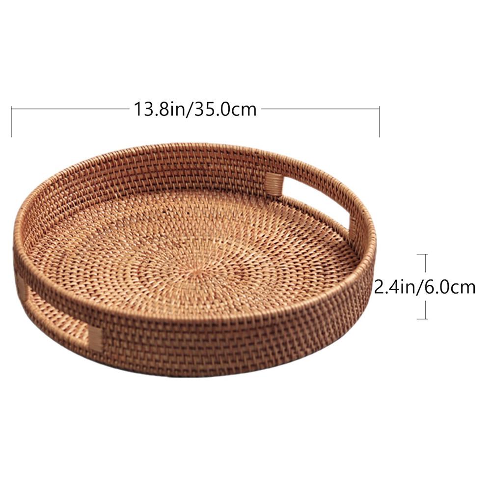 1pc Rattan Storage Basket Hand-Woven Vintage Tray Eco- Plate Multipurpose Home Decor Organizer Vietnam