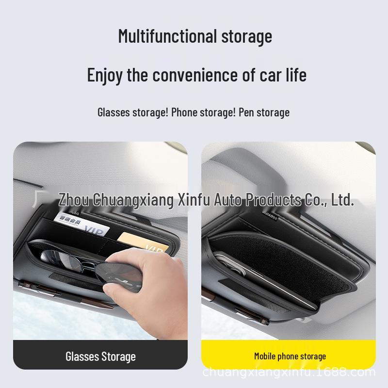 Car Sun Visor Multi-functional Glasses & Card Holder Storage Bag