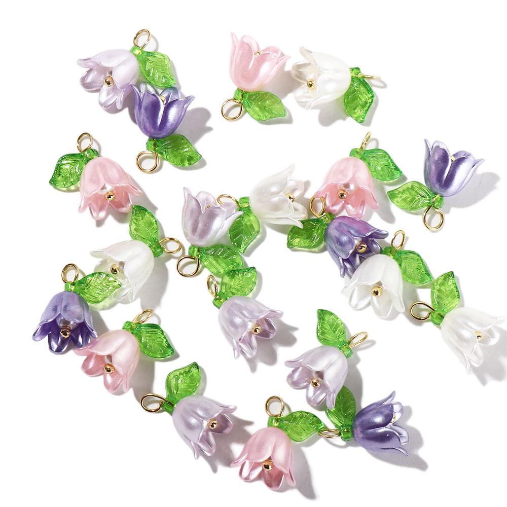 Kit For DIY for Necklace Earrings Loose Beads Bell Orchid Beads Lampwork Beads Flora Leaves Beads