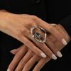 Grey Crystal Geometric Ring Goth Crystal Open Rings Fashion Accessory Finger Ring  Women