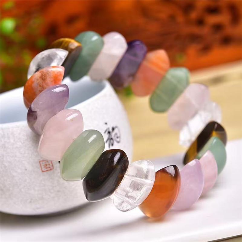 

Natural amethyst hand bracelet Ma Yan crescent-shaped male and female couples hand row foreign trade multi-treasure jade batch