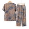 Grandma's Summer Two-Piece Set: Short-Sleeve Round-Neck Shirt for Middle-Aged and Elderly Women
