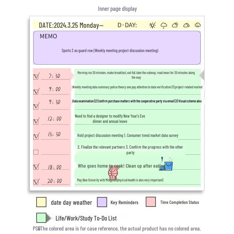 Portable Daily Planner: Thickened Notebook for Students & Office Note-Taking