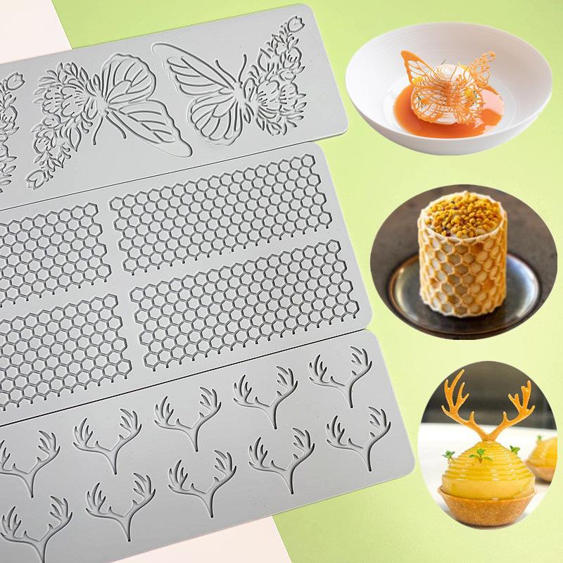 1PC Food Grade Honeycomb Silicone Mat for Sugar Craft Cake Lace Chocolate Decorating Multi-use Fondant Mold Baking Tools