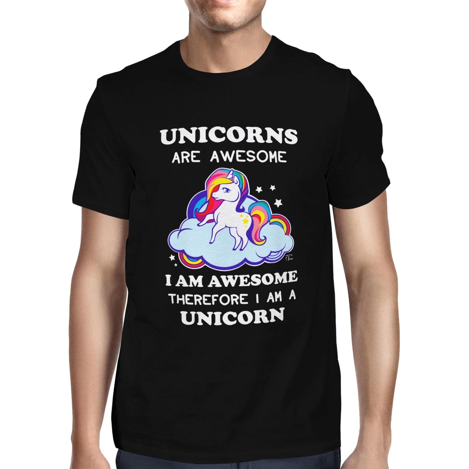 1Tee Mens Unicorns Are Awesome Therefore I am A Unicorn T-Shirt XL