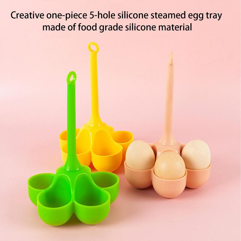 Egg Boiler Holder Heat-resistant Silicone Egg Steamer Tray With 5 Grids Eggs Poaching Boiling Cooker Rack Kitchen Egg Tools