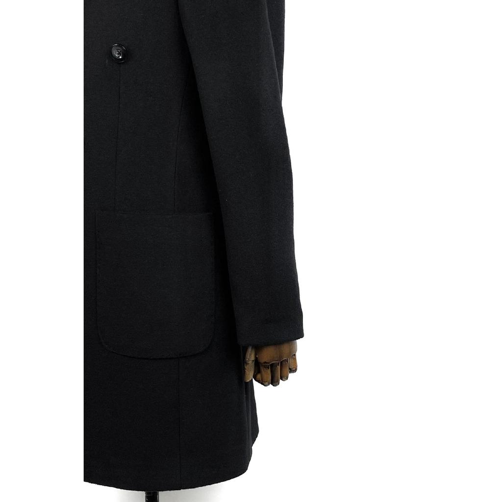 2834 Schwarzer zweireihiger Kurzmantel mit spitzem Kragen für Herren