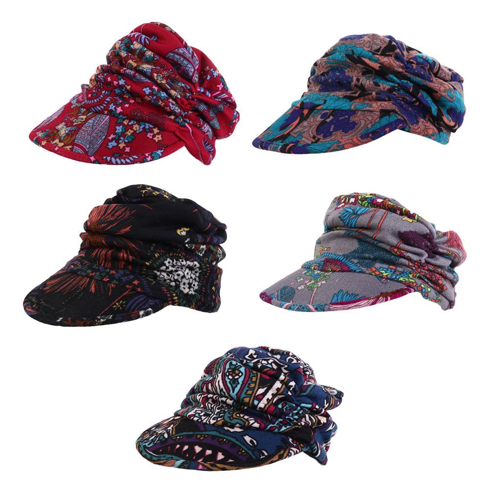 Foldable Earflap Cotton Short Brim Girls Cap Baseball Cap Ethnic Style Cap Women Hat Peaked Cap