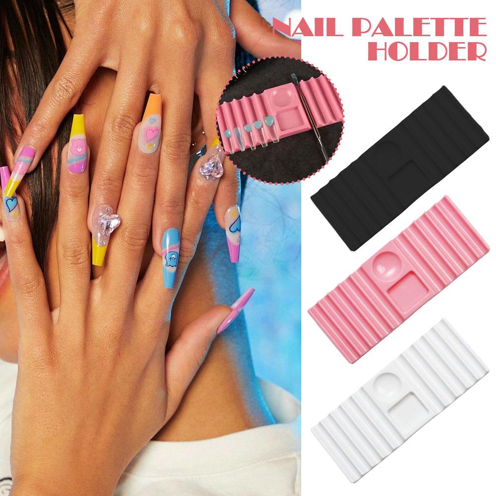 Nail Art Pen Holder Extension Nail Mold Tray Multifunctional Color Palette Pen Holder Carved Base Placement Storage Rack Tool