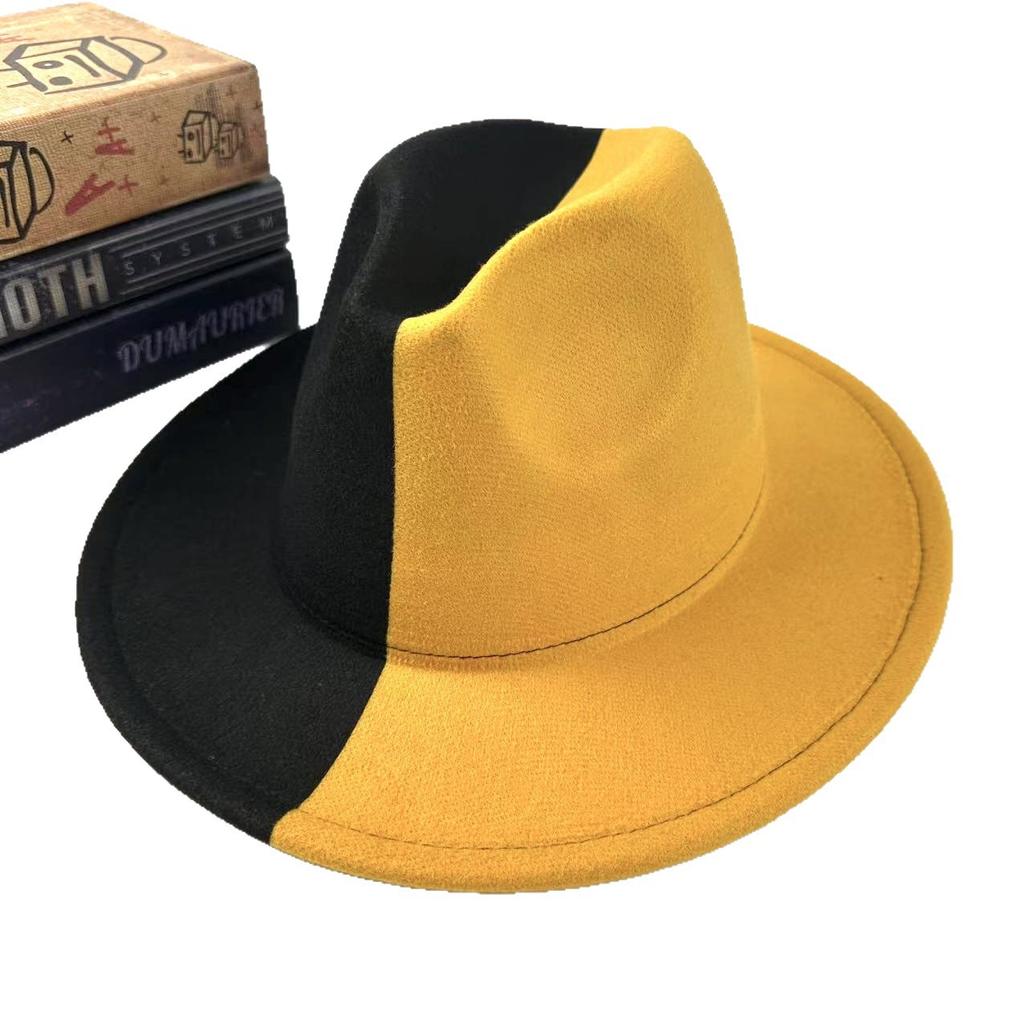 Neuer Hut Weihnachten Zweifarbige Farbabstimmung Yin und Yang Zylinder Farbabstimmung Jazzhut Europäischer und Amerikanischer Stil Filzhut