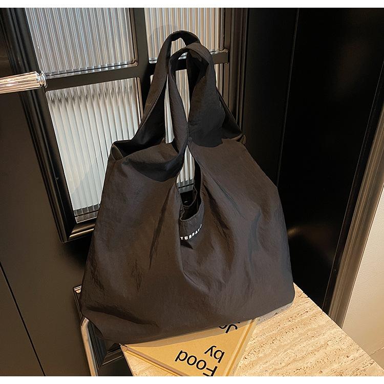 Contrasting Color Letter Casual Handbag 2025 New Simple Korean Style Shoulder Bag Lazy Style Simple Canvas Bag Women