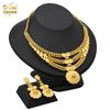 Two-Piece 24K Gold-Plated Alloy Dubai Bride Necklace Earrings Set Indian-Saudi Arabian Women's Wedding Gift for Party Occasions