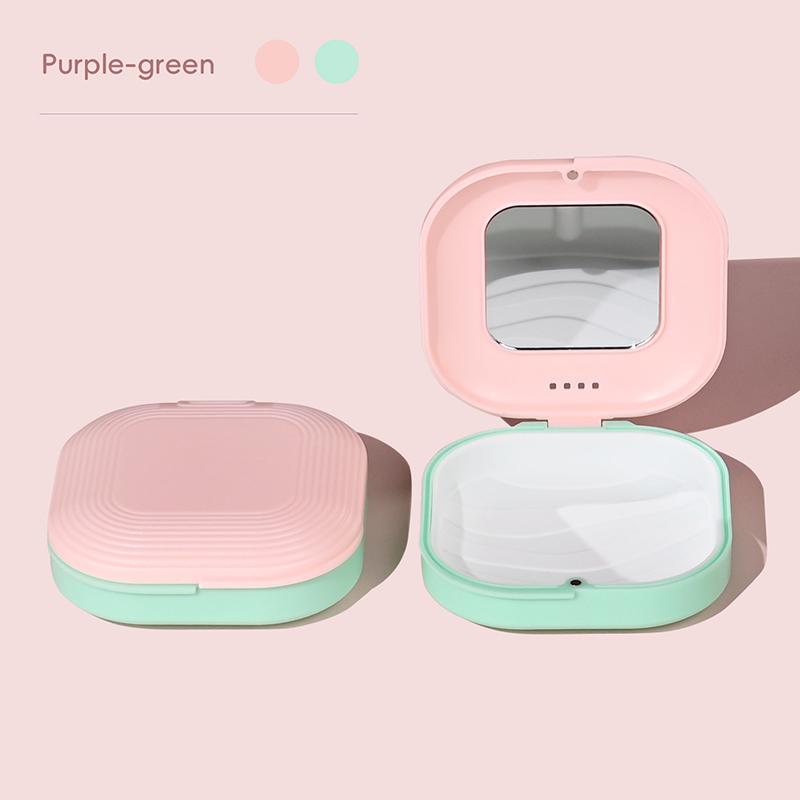 Dental Retainer Box With Mirror Magnetic Aligner Mouth Guard Container Travel Case For Teeth Braces False Denture Storage